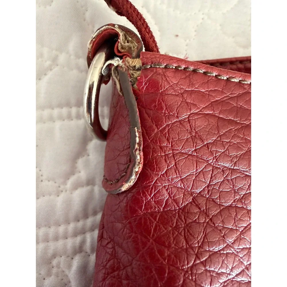 Nine West Red Pebbled Faux Leather Crossbody Bag Buckle Detail Small Purse